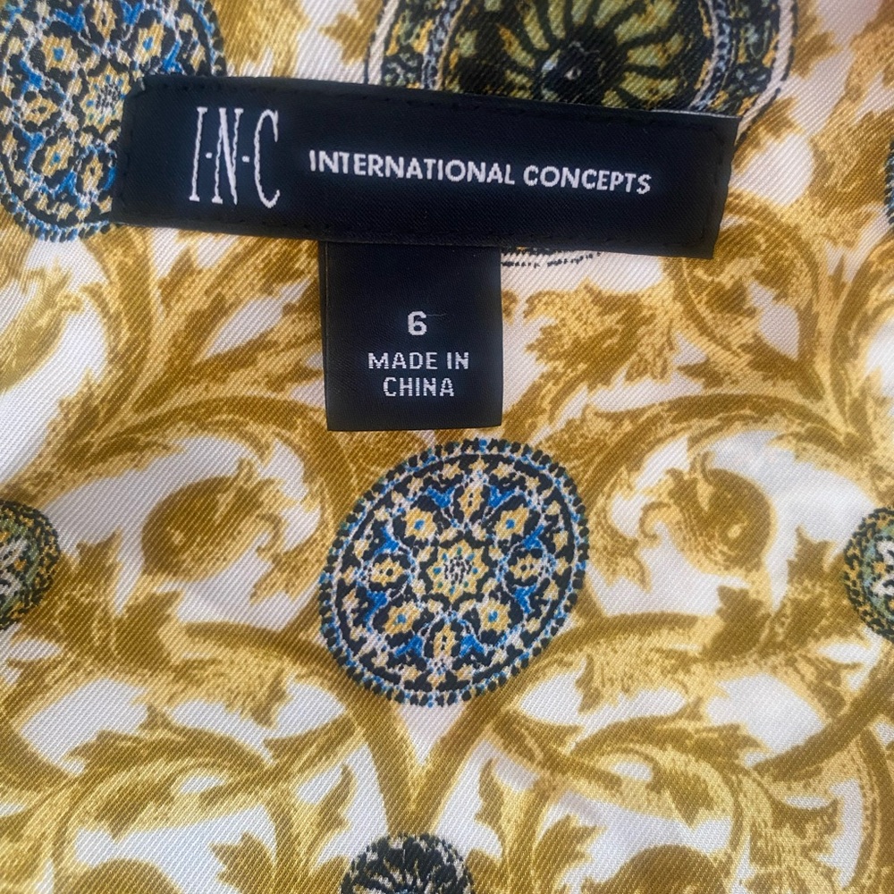 INC International Concepts Maxi Dress with Gold & Black Design Size 6 NWT - Picture 2 of 14